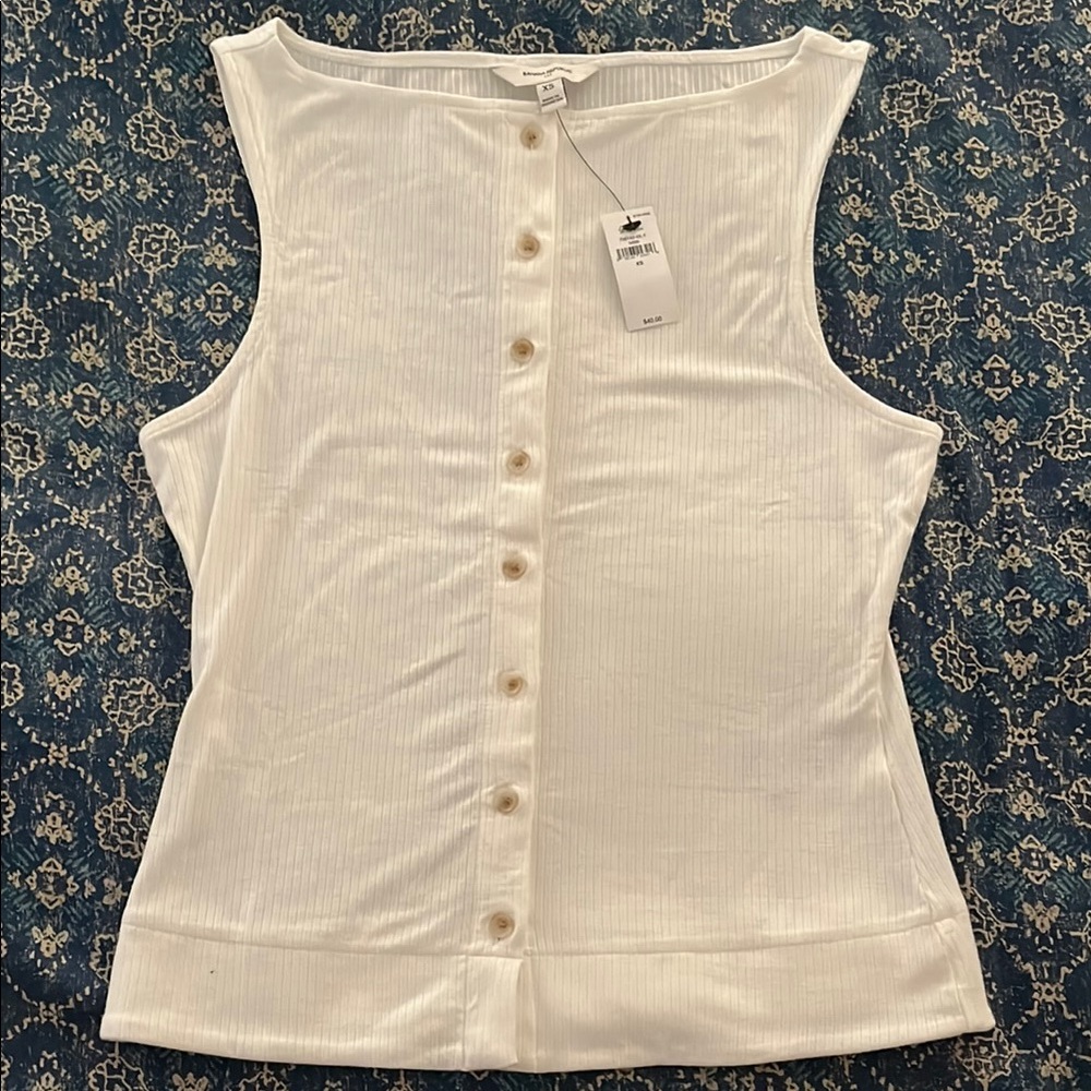 Banana Republic Cream Fitted Buttoned Tank Top